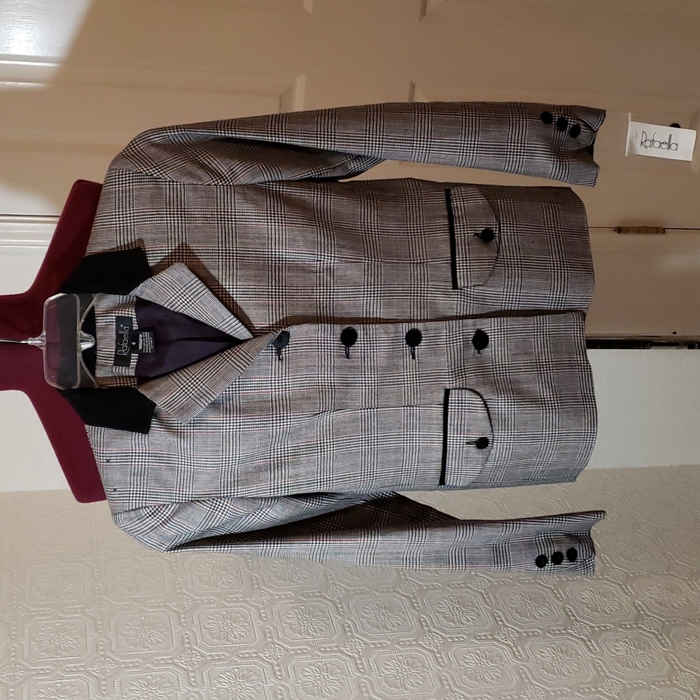 Raffaella Wool Jacket Size 6 Black, White, Red